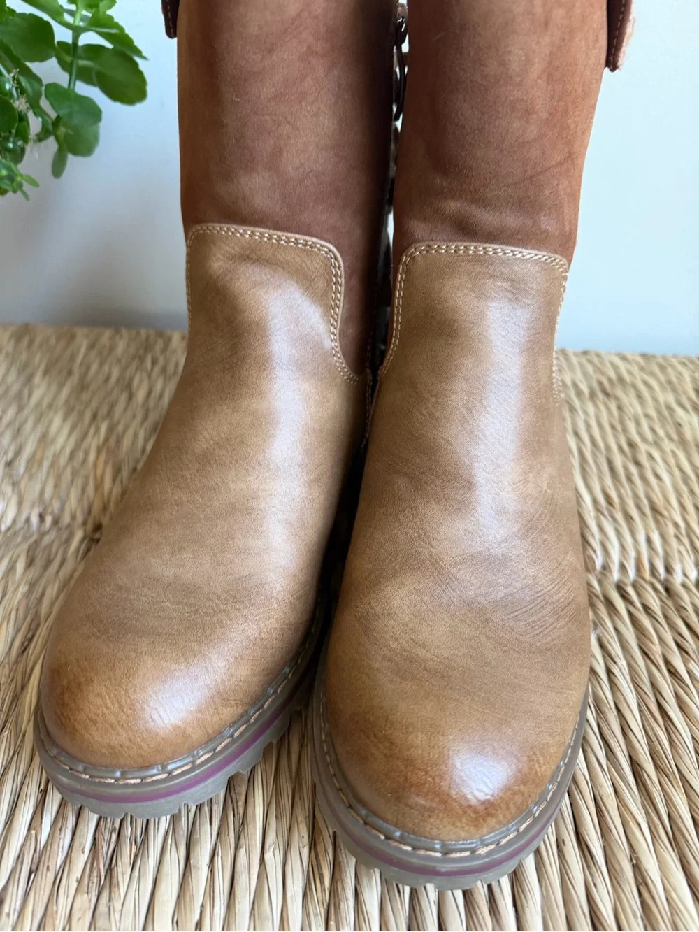 Patricia by Spring Step Brown & Tan Suede-Trim Lace Back Winter Boots Size 38